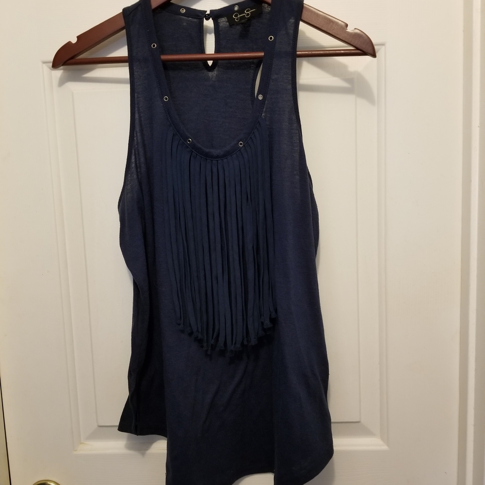 Jessica Simpson Navy Fringe Tank Top